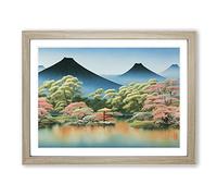 Traditional Japanese Mountains Vol.3 Framed Print | A3 Oak Framed Wall Art | Ready to Hang | Classic Landscape Picture | Living Room Bedroom Lounge Office