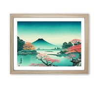 Traditional Japanese Mountains Vol.5 H1022 Framed Print for Living Room Bedroom Home Office Décor, Wall Art Picture Ready to Hang, Oak A4 Frame (34 x 25 cm)