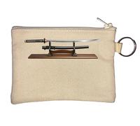 Traditional Japanese Sword Display Stand Key Chain Coin Purse Beige