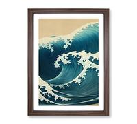 Traditional Japanese Wave No.2 Framed Print | A2 Walnut Framed Wall Art | Ready to Hang | Classic Nautical Picture | Living Room Bedroom Lounge Office