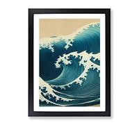 Traditional Japanese Wave No.2 Framed Print for Living Room Bedroom Home Office Décor, Wall Art Picture Ready to Hang, Black A2 Frame (62 x 45 cm)