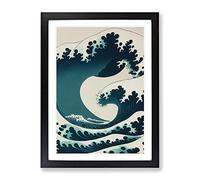 Traditional Japanese Wave No.3 Framed Print | A3 Black Framed Wall Art | Ready to Hang | Classic Nautical Picture | Living Room Bedroom Lounge Office