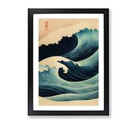 Traditional Japanese Wave No.7 Framed Print | A3 Black Framed Wall Art | Ready to Hang | Classic Nautical Picture | Living Room Bedroom Lounge Office
