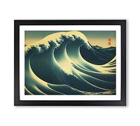Traditional Japanese Wave Vol.3 Framed Print | A3 Black Framed Wall Art | Ready to Hang | Classic Nautical Picture | Living Room Bedroom Lounge Office