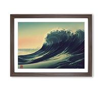 Traditional Japanese Wave Vol.4 Framed Print | A2 Walnut Framed Wall Art | Ready to Hang | Classic Nautical Picture | Living Room Bedroom Lounge Office