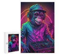 Traditional Jigsaw Puzzle for Adults, 1000 PCS, Chill Monkey DJ Design, Classic Jigsaw Entertainment for The Home, at Home