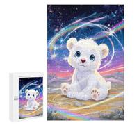 Traditional Jigsaw Puzzle for Adults, 1000 PCS, Cute White Bear Under Rainbow Stars Design, Classic Jigsaw Entertainment for The Home, at Home
