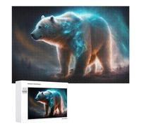 Traditional Jigsaw Puzzle for Adults, 1000 PCS, Electric Polar Bear in Night Sky Design, Classic Jigsaw Entertainment for The Home, at Home