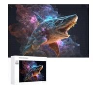 Traditional Jigsaw Puzzle for Adults, 1000 PCS, Galactic Shark Cosmic Artwork Design, Classic Jigsaw Entertainment for The Home, at Home