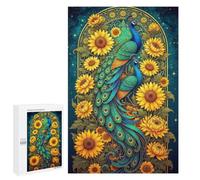 Traditional Jigsaw Puzzle for Adults, 1000 PCS, Peacocks And Sunflowers Art Nouveau Style Design, Classic Jigsaw Entertainment for The Home, at Home