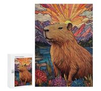 Traditional Jigsaw Puzzle for Adults, 300 PCS, Capybara Sunset Design, Classic Jigsaw Entertainment for The Home, at Home