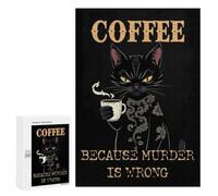 Traditional Jigsaw Puzzle for Adults, 300 PCS, Coffee Cat Gone Wrong Design, An Engaging Indoor Activity for Quiet Evenings