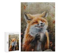 Traditional Jigsaw Puzzle for Adults, 300 PCS, Cute Fox Coffee Tea Drink Design, An Enjoyable Family Activity for Time Spent Together