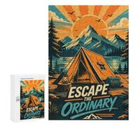 Traditional Jigsaw Puzzle for Adults, 300 PCS, Escape The Ordinary Camping Poster Design, An Engaging Indoor Activity for Quiet Evenings, at Home