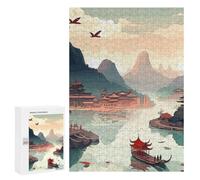 Traditional Jigsaw Puzzle for Adults, 300 PCS, Japanese Landscape Design, An Engaging Indoor Activity for Quiet Evenings