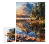 Traditional Jigsaw Puzzle for Adults, 500 PCS, Golden Dawn on The Mountain Lake Design, Screen-free Entertainment for Adults And Families