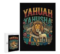Traditional Jigsaw Puzzle for Adults, 500 PCS, Lion And Lamb with Hebrew Text Design, Screen-free Entertainment for Adults And Families