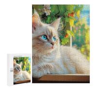 Traditional Jigsaw Puzzle for Adults, 500 PCS, Ragdoll Cat by Window Design, Classic Jigsaw Entertainment for The Home, at Home