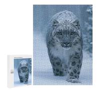 Traditional Jigsaw Puzzle for Adults, 500 PCS, Snow Leopard in Snowy Forest Design, An Engaging Indoor Activity for Quiet Evenings, at Home
