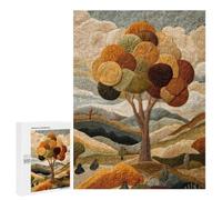 Traditional Jigsaw Puzzle for Adults, 500 PCS, Textile Style Autumn Tree Landscape Design, An Engaging Indoor Activity for Quiet Evenings, at Home