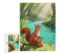 Traditional Jigsaw Puzzle for Adults, 500 PCS, Two Squirrels by A River Design, An Enjoyable Family Activity for Time Spent Together