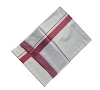 Traditional Kerala Double Mundu, White with Red Border, Dhoti for Onam Festival