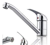 Traditional Kitchen Mixer with Long Swivel Spout - Single Lever Monobloc Tap in Solid Brass for Sink/Bar