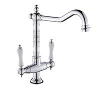 Traditional Kitchen Sink Mixer Tap Double Handle Solid Brass Antique Bronze Classic Faucet(2)