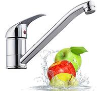 Traditional Kitchen Sink Tap Mixer Monobloc Single Top Lever Tap with Long Swivel Spout, Hot and Cold Kitchen Mixer Taps with UK Standard Fittings, Leadfree Kitchen Tap with Water-Saving Bubbler