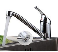 Traditional Kitchen Sink Tap Monobloc Single Lever Swivel Spout Mixer Faucet Chrome, Dual Water Function, Hot & Cold Water