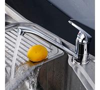 Traditional Kitchen Sink Taps Mixer Solid Brass Single Lever 360 Long Swivel Spout Kitchen Sink Basin Hot and Cold Mixer Tap DIY Kitchen Mixer Taps with UK Standard Fittings, Water Saving Chrome Tap