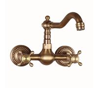 Traditional Kitchen Tap, Antique Brass Mixer Tap for Bathroom Wall Mounted, Retro Vintage Sink Taps - Ideal for Stylish Kitchen and Bathroom Renovations