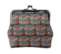Traditional Koi Carps With Spots Coin Purses, Small Card Case Wallet For Men Women For Shopping And Casual Outings, Black, One Size, Art Deco