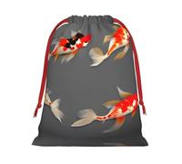 Traditional Koi Carps With Spots Print Gift Reusable Drawstring Bag For Holiday Birthday Presents Party Seasonal Storage