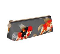 Traditional Koi Carps with Spots Print Pencil Case Large Capacity Triangle Pouch for Pens Cases Student and School College