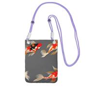 Traditional Koi Carps With Spots Print Small Crossbody Bags For Women Trendy, Phone Purse With Adjustable Strap,For Hiking Travel, Purple, One Size