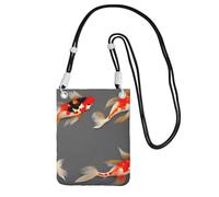 Traditional Koi Carps With Spots Print Small Crossbody Bags For Women Trendy, Phone Purse With Adjustable Strap,For Hiking Travel, Black, One Size