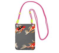 Traditional Koi Carps With Spots Print Small Crossbody Bags For Women Trendy, Phone Purse With Adjustable Strap,For Hiking Travel, Fuchusia, One Size