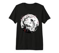 Traditional Koi Fish Gyotaku Japan Inking Cherry Landscape Premium T-Shirt