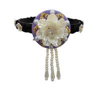 Traditional Korean Hanbok Headband For Women And Girls Elegant Flower Pearls Hair Hoop Stage Dance Hair Accessory