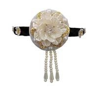 Traditional Korean Hanbok Headband for Women and Girls Elegant Flower Pearls Hair Hoop Stage Dance Hair Accessory