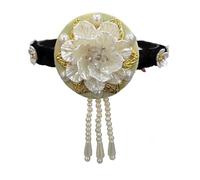 Traditional Korean Hanbok Headband For Women And Girls Elegant Flower Pearls Hair Hoop Stage Dance Hair Accessory