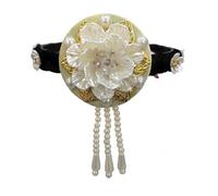 Traditional Korean Hanbok Headband for Women and Girls Elegant Flower Pearls Hair Hoop Stage Dance Hair Accessory