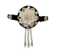 Traditional Korean Hanbok Headband for Women and Girls Elegant Flower Pearls Hair Hoop Stage Dance Hair Accessory