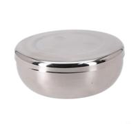 Traditional Korean Stainless Steel Rice Bowl with Lid Single Layer Design for Steamed Rice Serving Kitchen and Outdoor Tableware