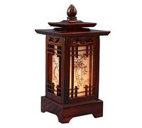 Traditional Korean Wood Lamp | Handmade Asian Oriental Table Lantern | Bedside Bedroom Accent Light | Unique Gift Idea | Pagoda Design (Brown) (Pagoda)