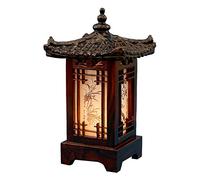 Traditional Korean Wood Lamp | Handmade Asian Oriental Table Lantern | Bedside Bedroom Accent Light | Unique Gift Idea | Pagoda Design (Brown) (House)