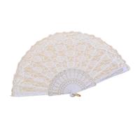 Traditional Lace Fan Chinese Folding Style Flower Patterns Hand with Ergonomic Grip Portable Lightweight Handheld for Women Ideal Dancing Cosplay White