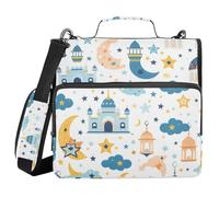 Traditional Lantern Star Building 3 Ring Zipper Binder with Handle Shoulder Strap, 500 Sheet Capacity Multi-Pocket Storage Organizer Bag for School Office