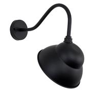 Valuelights Porter Ip23 Rated Black Metal Swan Neck Outdoor Wall Light With Dome Shaped Light Shade